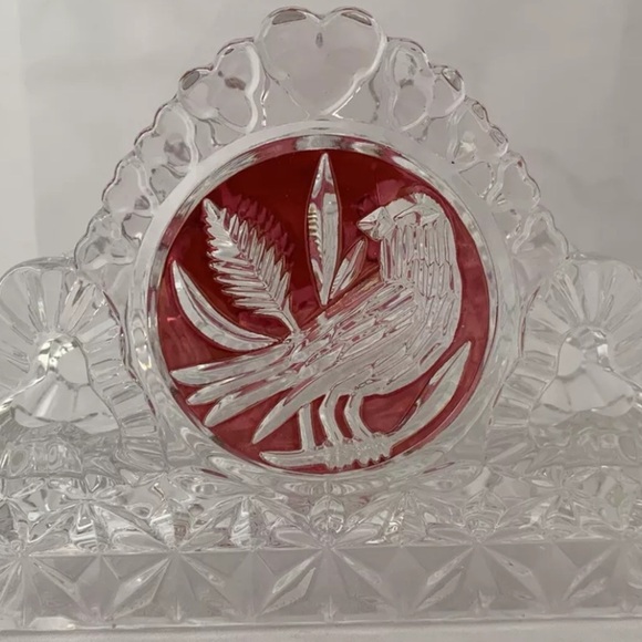 HOFBAUER Byrdes Crystal Napkin Letter Holder Circa 1950s made in Germany - Picture 10 of 14